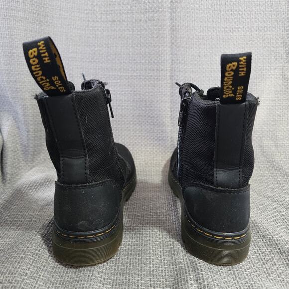 Doc Dr. Martens Kids Girls Sz 3 Black Lace Up Boots Side Zip Air Wair Combs J - Picture 3 of 9